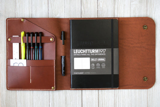 English Tan Bullet Journal Cover Inside w/Pens - Rugged Minimalist
