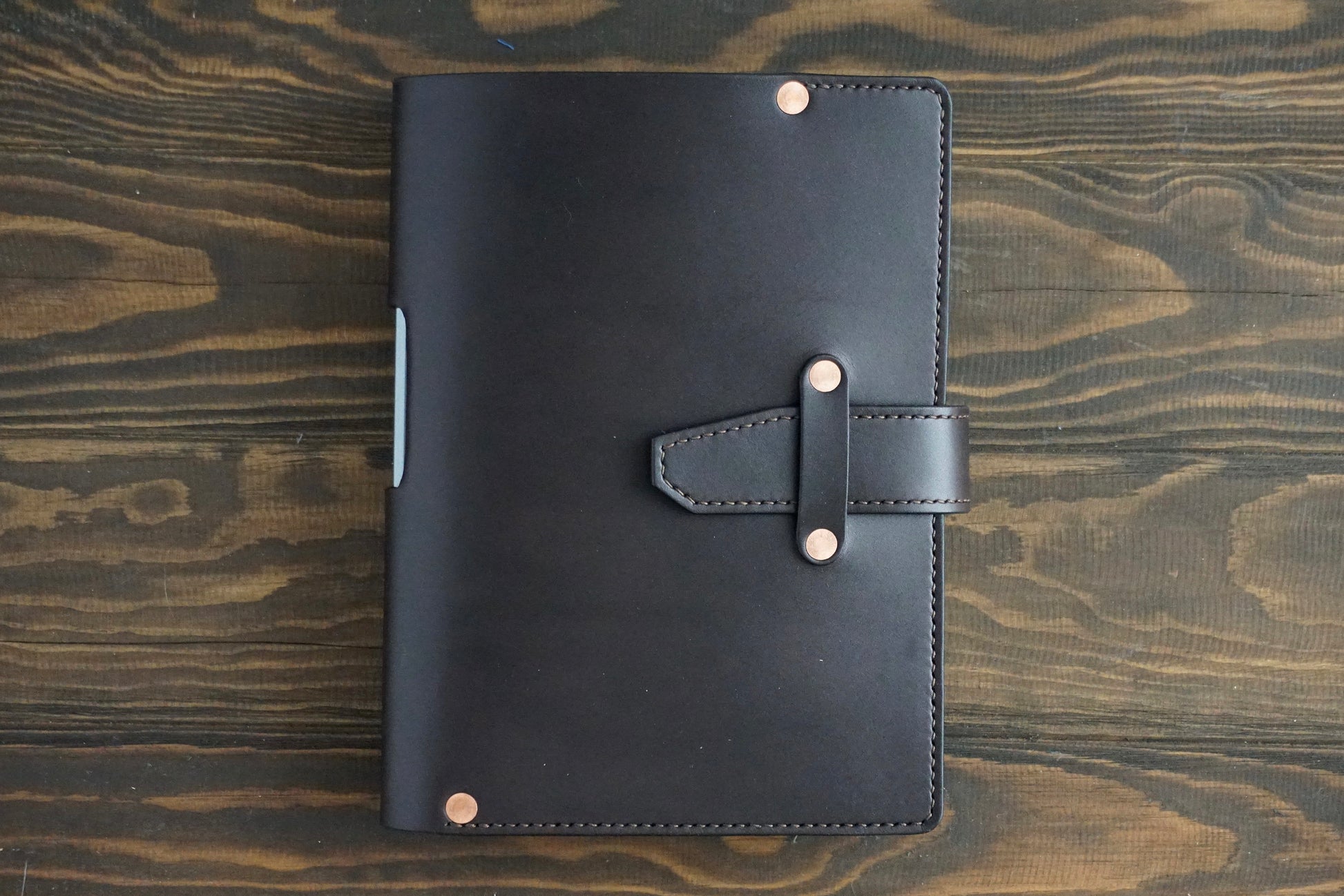 A5 leather journal cover in chocolate brown 