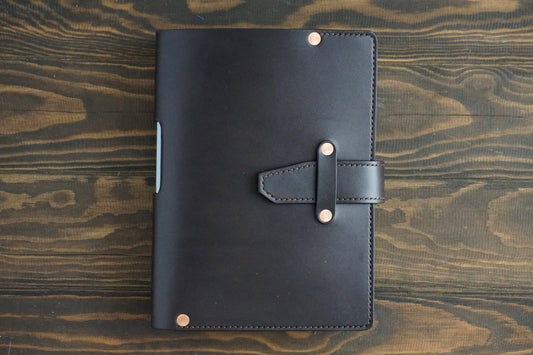 A5 leather journal cover in chocolate brown 