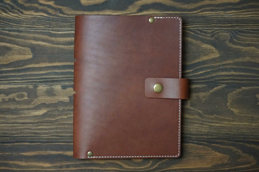 A5 Leather cover English Tan with snap closure