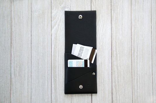 Black Front Pocket Minimalist Wallet Open 2 - Rugged Minimalist