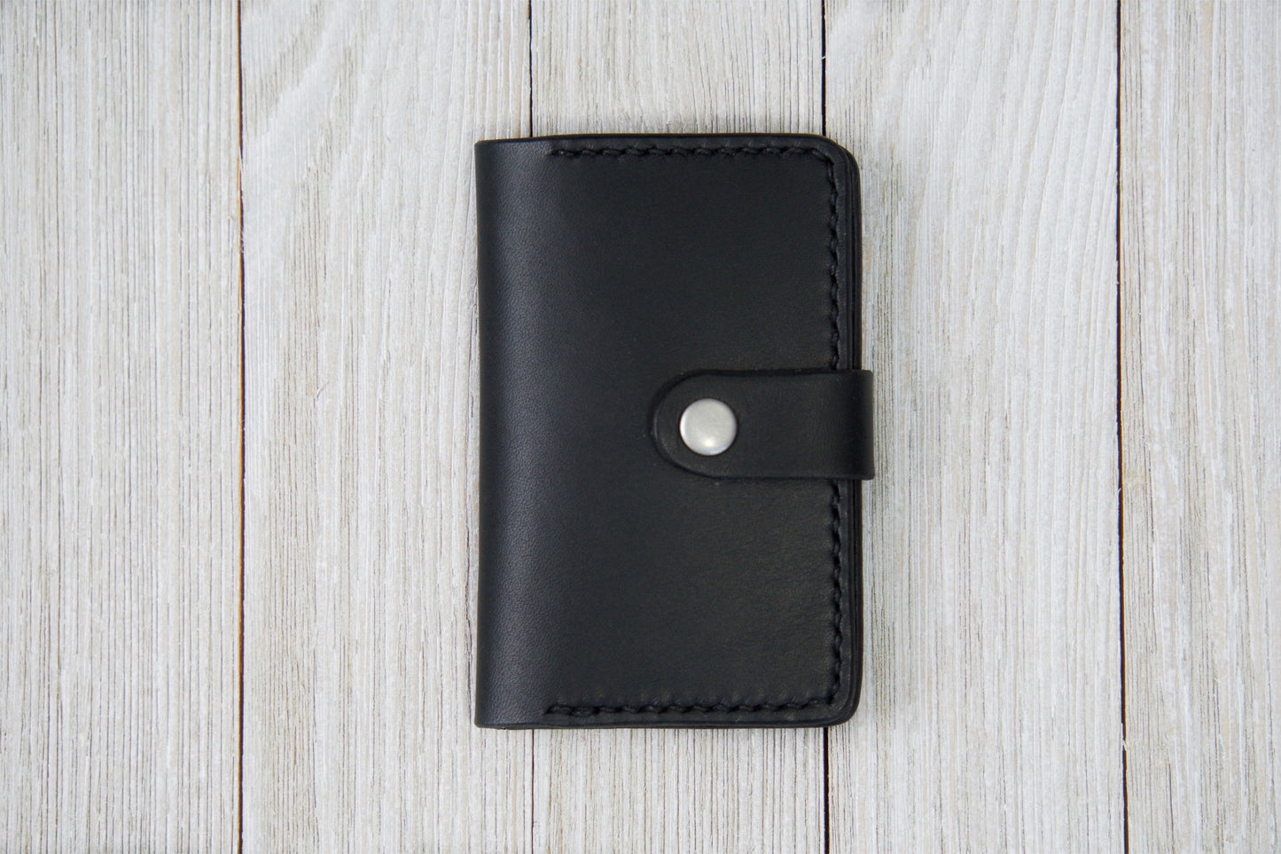 Black Business Card Wallet Front Closed - Rugged Minimalist