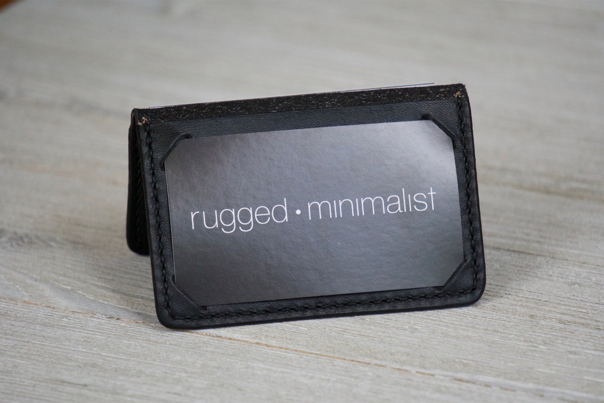 Black Business Card Wallet Front Display - Rugged Minimalist