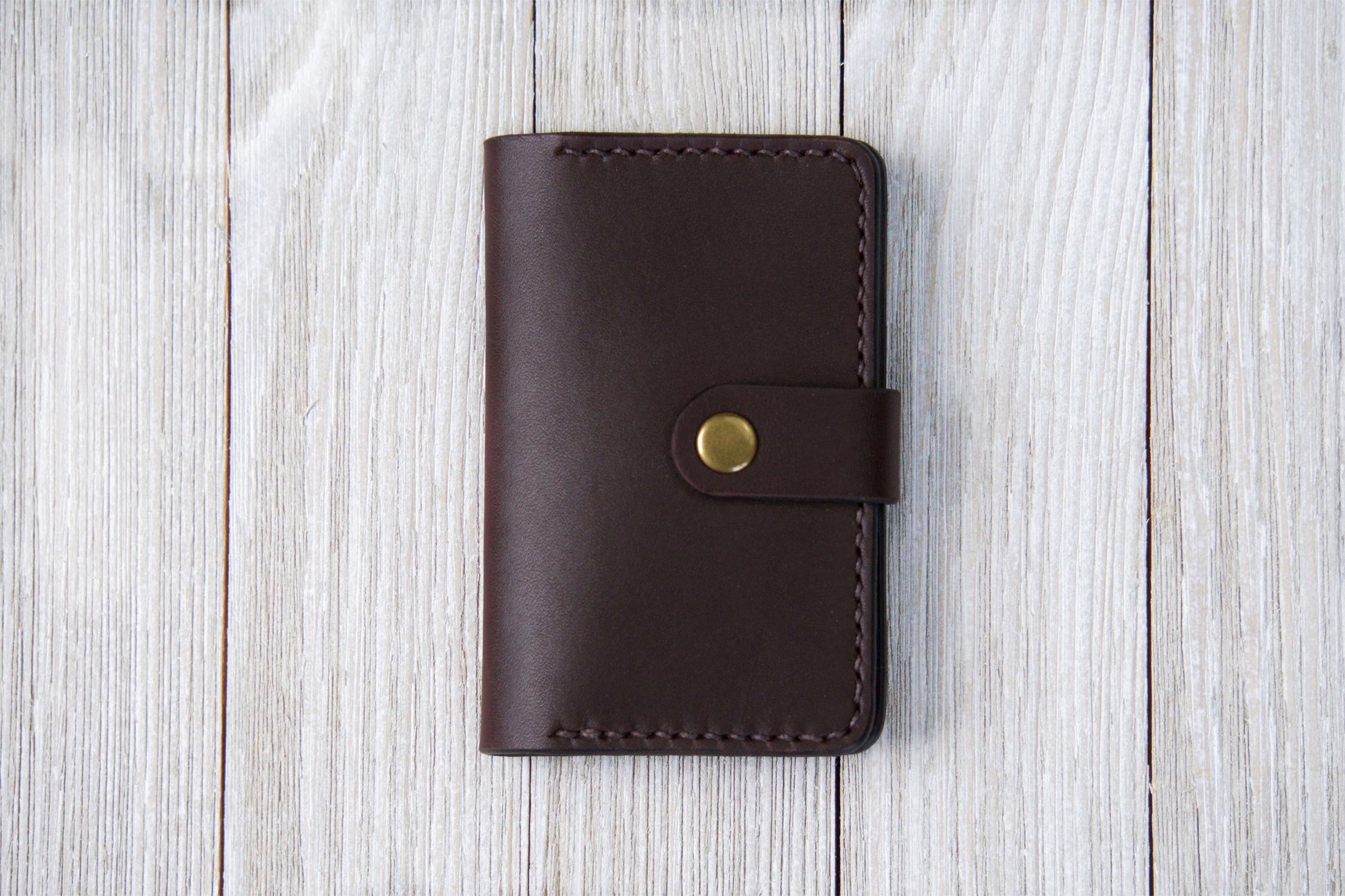 Chocolate Business Card Wallet Front - Rugged Minimalist