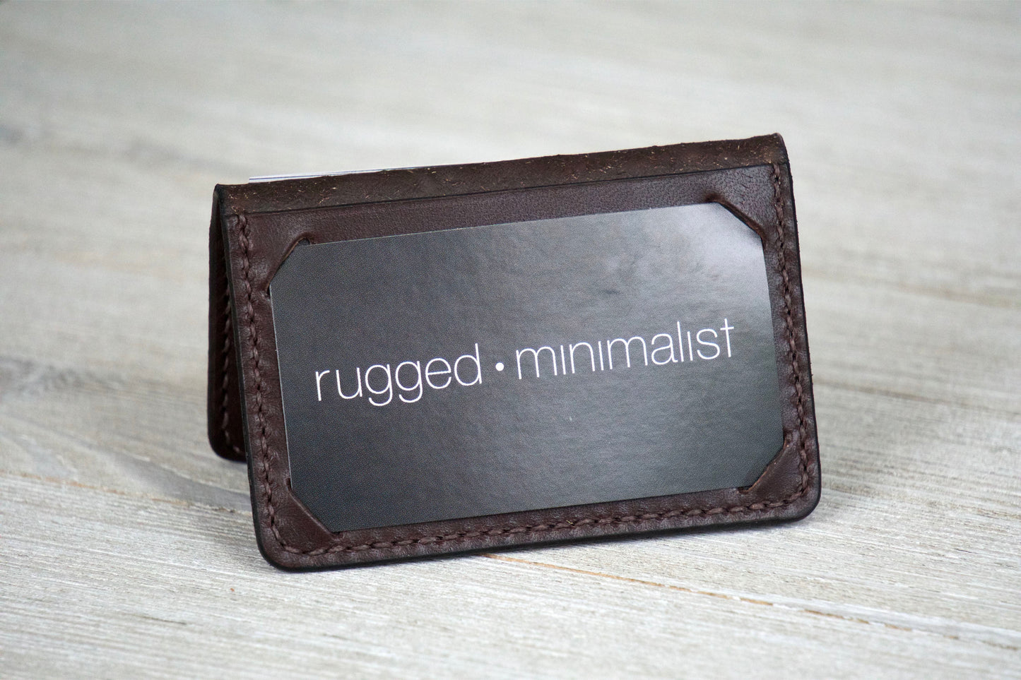 Chocolate Business Card Wallet Display Front - Rugged Minimalist
