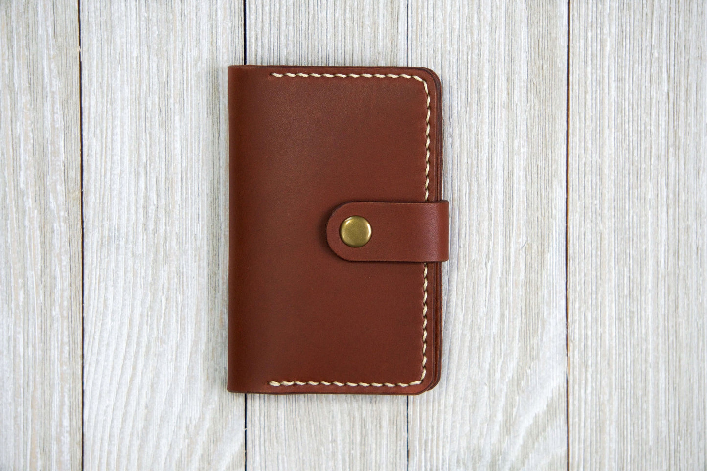 English Tan Business Card Wallet Front - Rugged Minimalist
