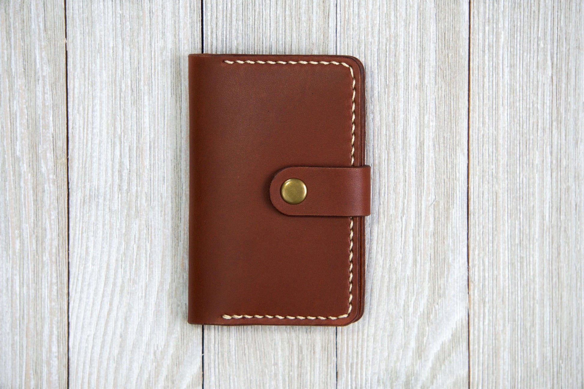 English Tan Business Card Wallet Front - Rugged Minimalist