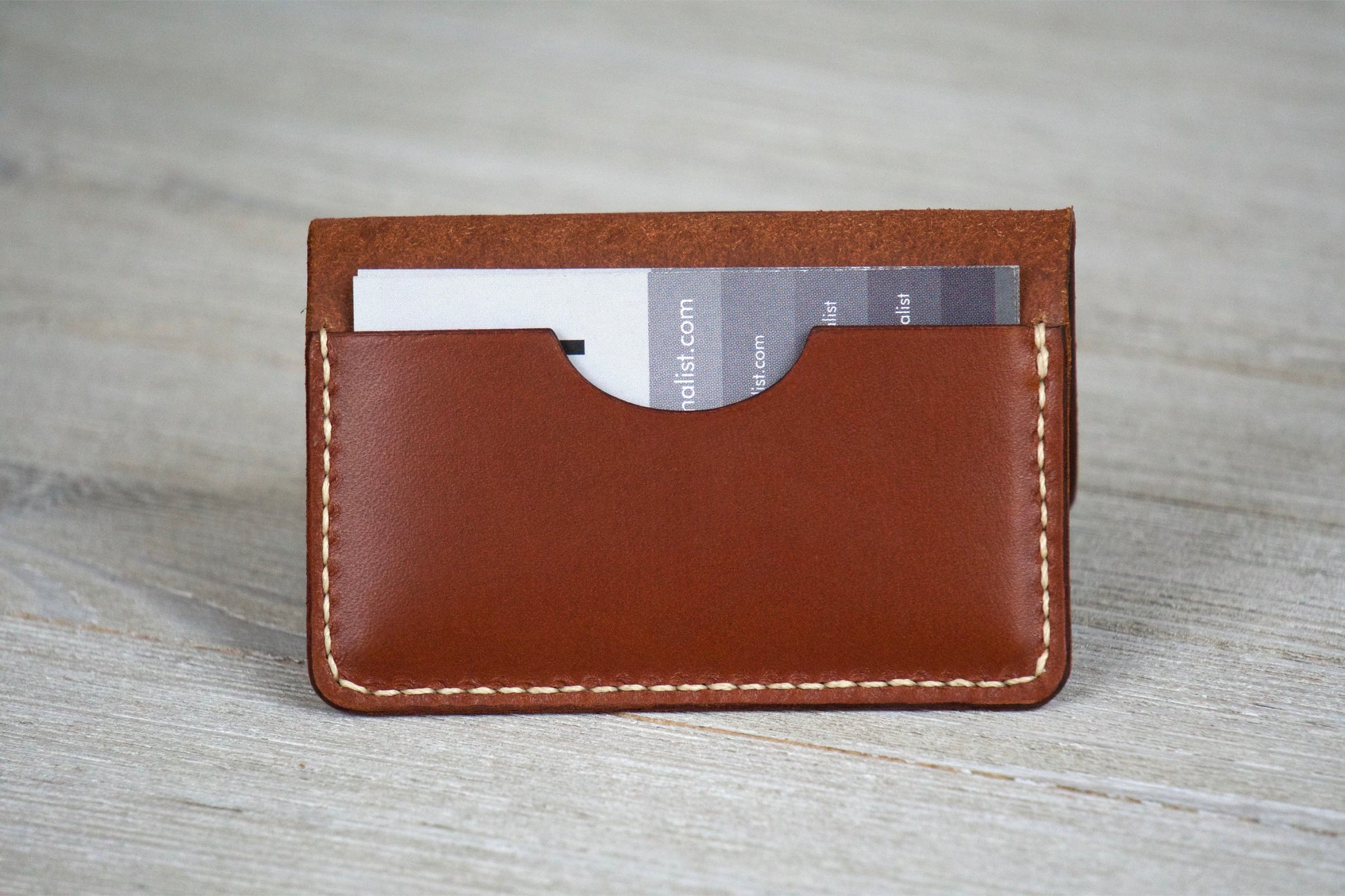 English Tan Business Card Wallet Display Back - Rugged Minimalist