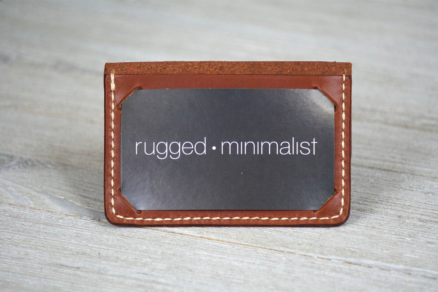 English Tan Business Card Wallet Display Front 2 - Rugged Minimalist