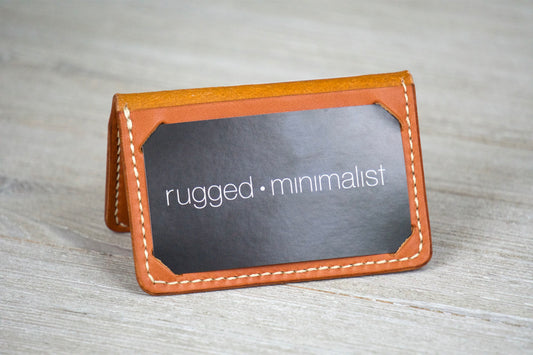 Tan Business Card Wallet Display Front - Rugged Minimalist