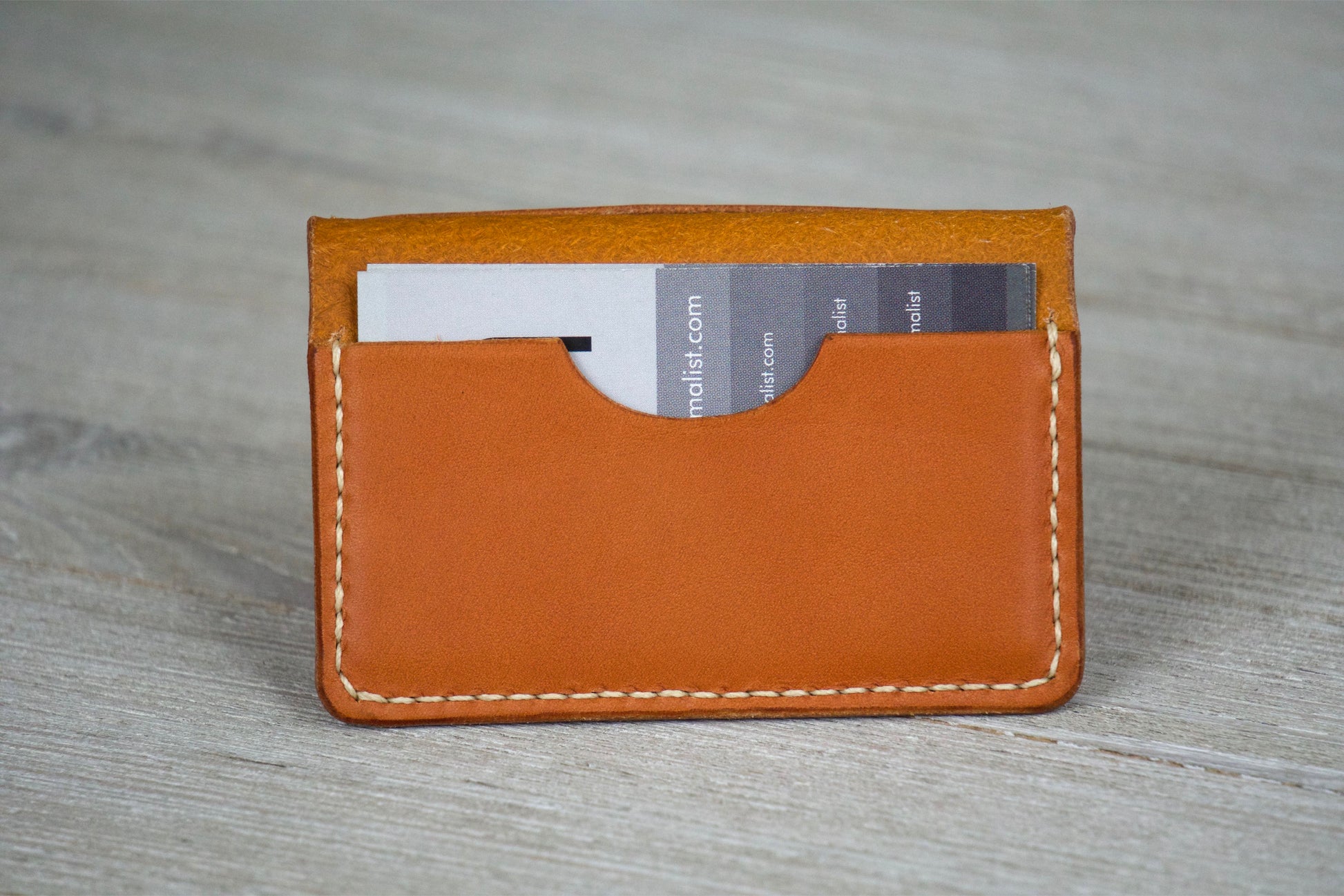 Tan Business Card Wallet Display Back - Rugged Minimalist