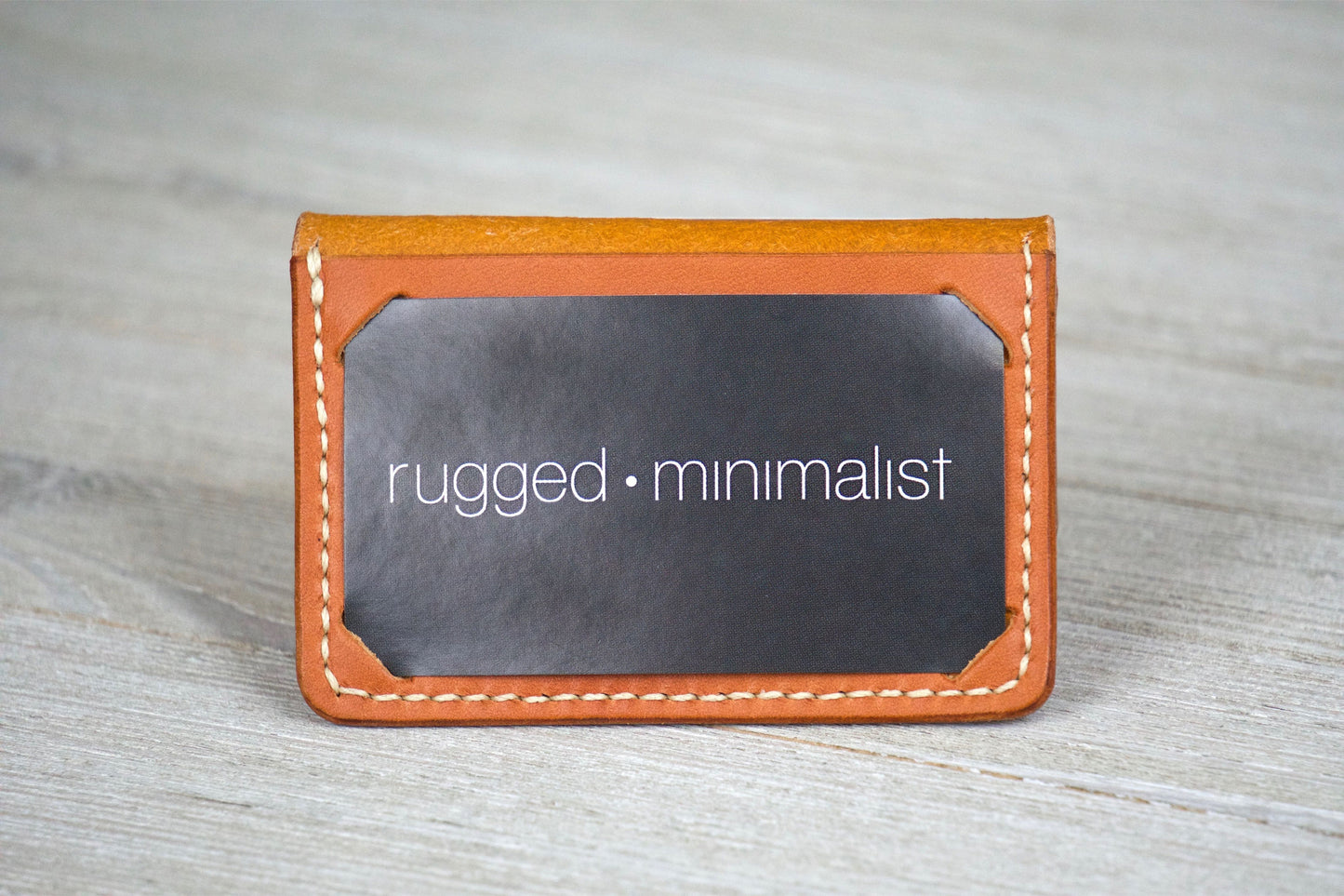 Tan Business Card Wallet Display Front 2 - Rugged Minimalist