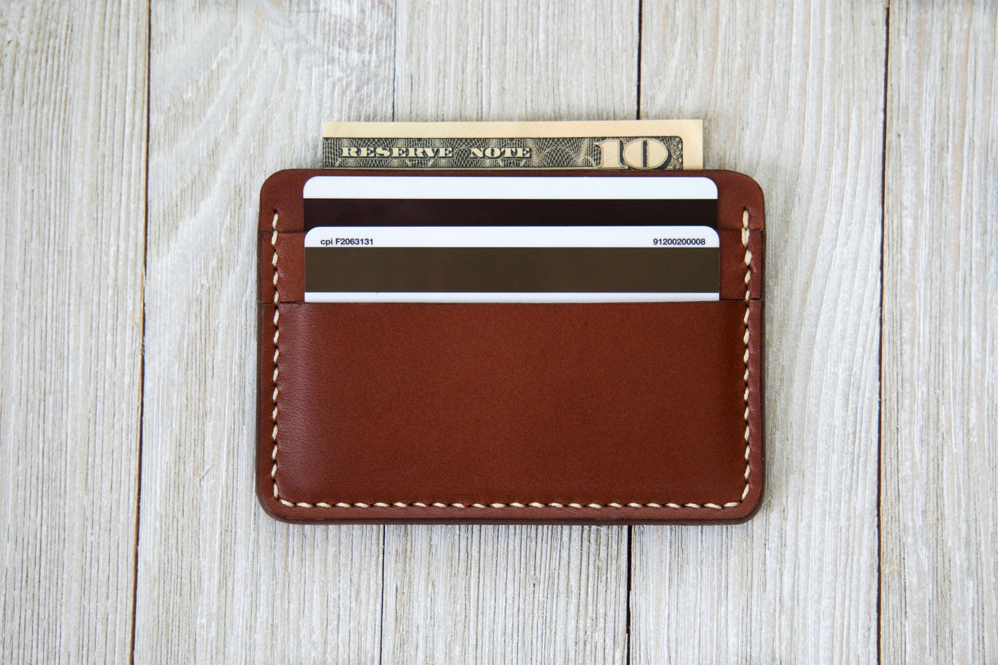 English Tan Front Pocket ID Wallet Display - Rugged Minimalist