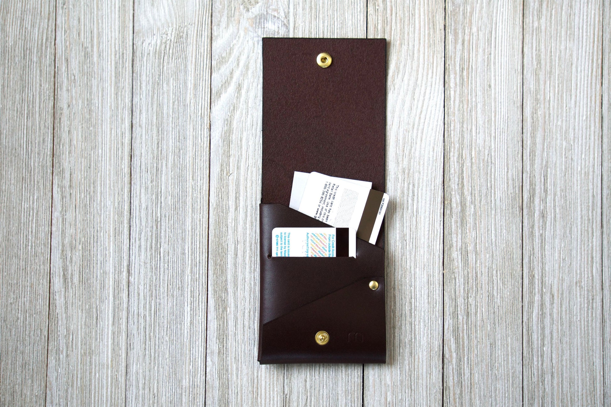 Chocolate Front Pocket Minimalist Wallet Open 2 - Rugged Minimalist