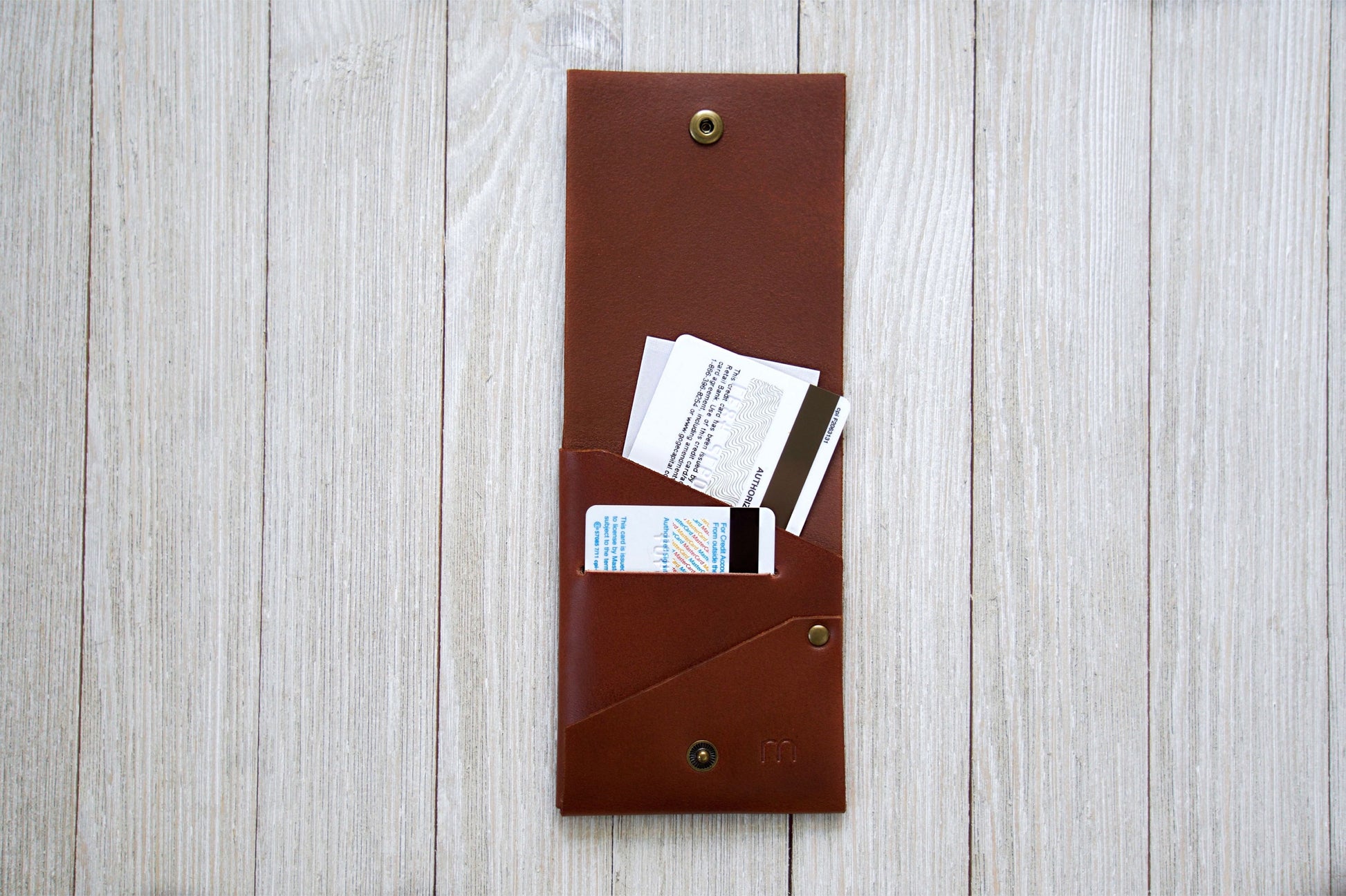 English Tan Front Pocket Minimalist Wallet Open 2 - Rugged Minimalist