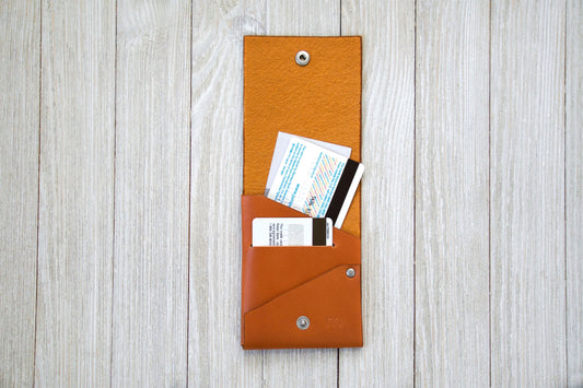 Tan Front Pocket Minimalist Wallet Open 2 - Rugged Minimalist