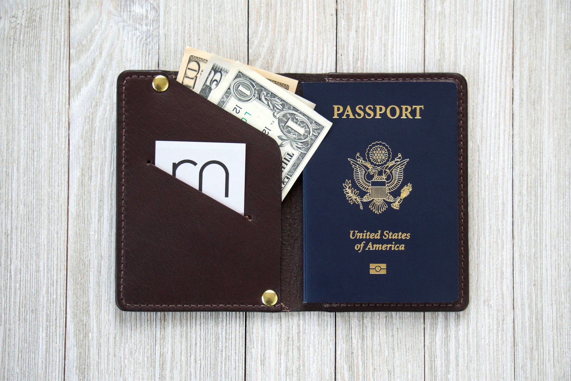 Veg-Tanned Leather Passport Wallet / Case